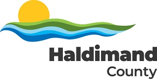 Haldimand County colour logo with sun, landscape and waterways