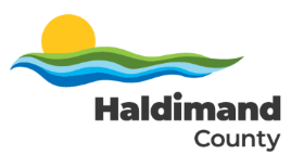 Haldimand County colour logo with sun, landscape and waterways